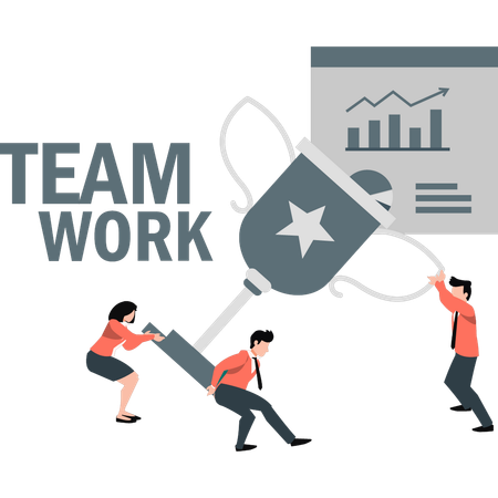 Business team is achieving business success.  Illustration