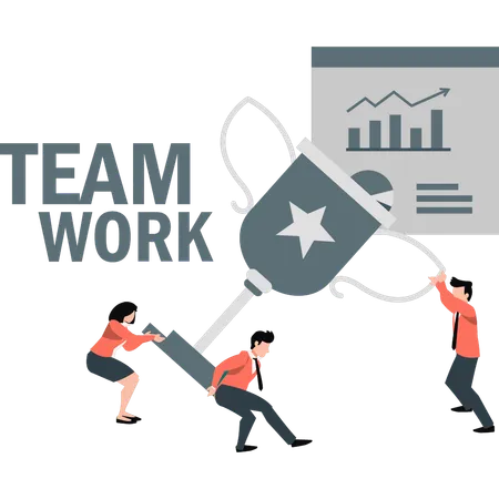 Business team is achieving business success.  Illustration