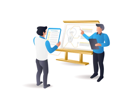 Business team is coming up with an idea for a business product  Illustration