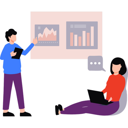 Business team is discussing market graphs  Illustration