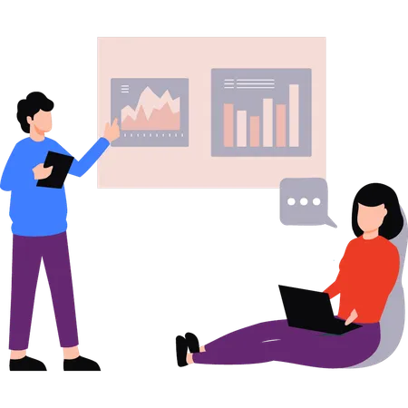 Business team is discussing market graphs  Illustration