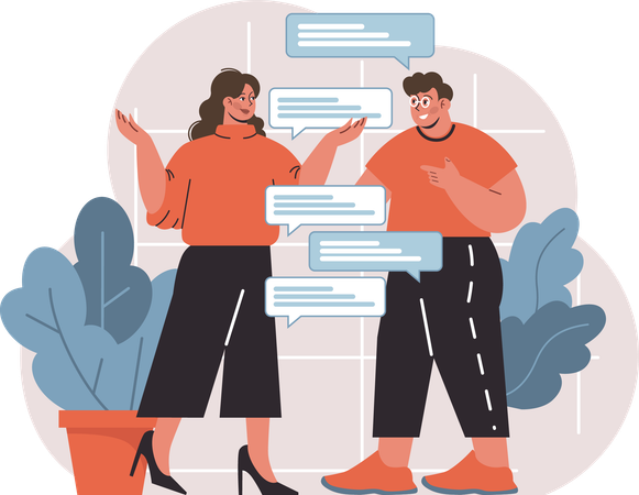 Business team is discussing on messages  Illustration