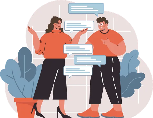 Business team is discussing on messages  Illustration