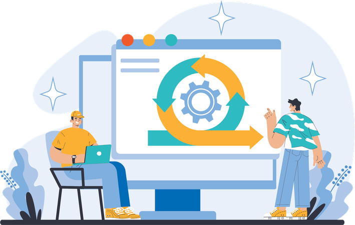 Business team is doing web monitoring  Illustration