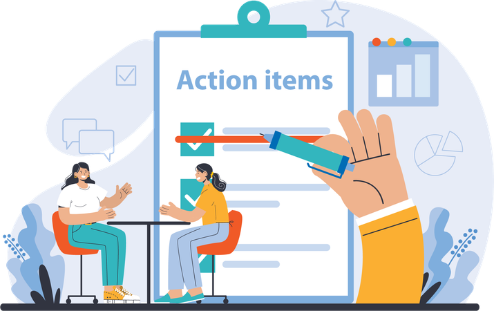 Business team is preparing action items  Illustration