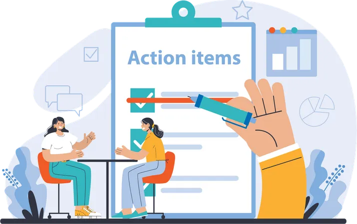 Business team is preparing action items  Illustration