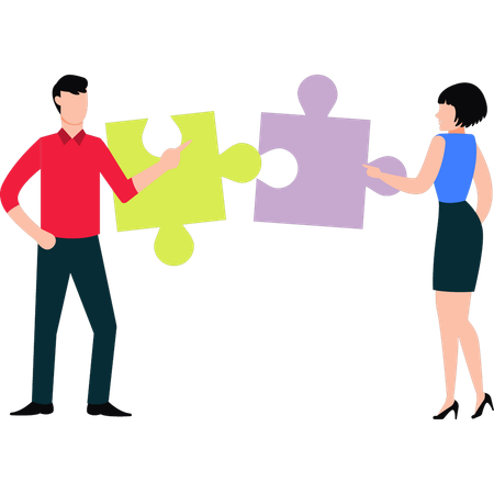Business team is solving business puzzle  Illustration