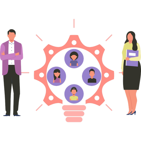 Business team is solving business puzzles  Illustration