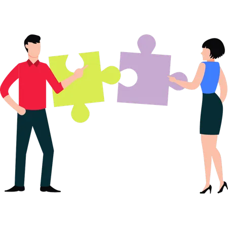 Business team is solving business puzzle  Illustration