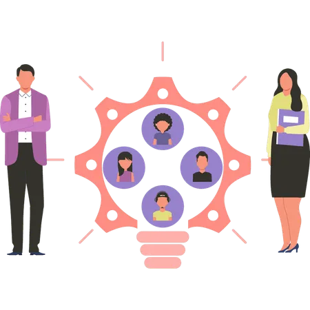 Business team is solving business puzzles  Illustration