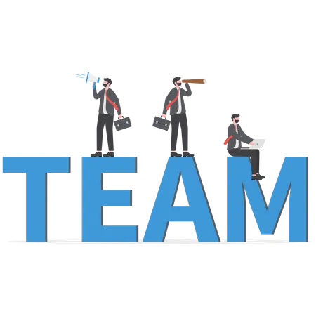 Team Working Together To Win Business Success Teamwork Cooperation Or Collaboration Coworker Partnership Or Office Colleagues Concept Business Team People Walking Together Holding The Word TEAM Illustration