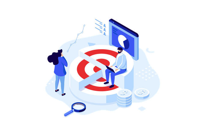 Business team is working on targets  Illustration