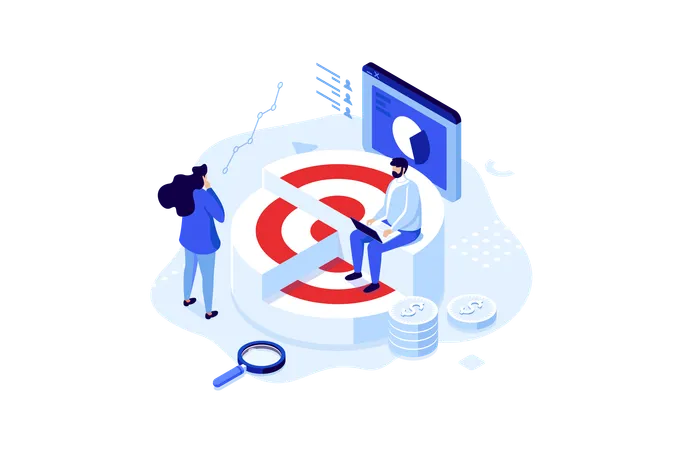 Business team is working on targets  Illustration