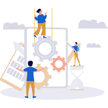 The Team Is Working On The Business Illustration
