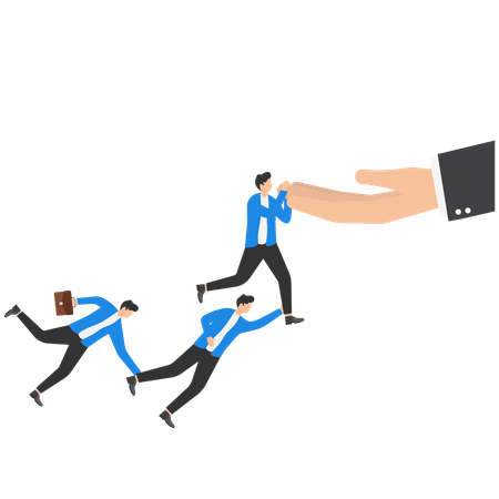 Business team jumping and hold the hand  Illustration