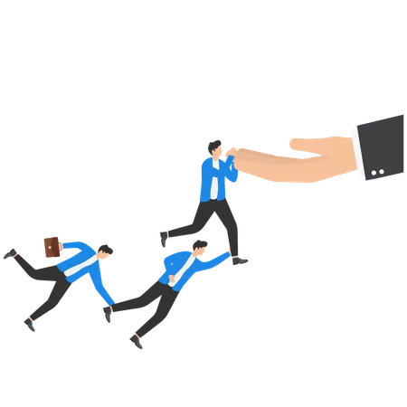 Business team jumping and hold the hand  Illustration