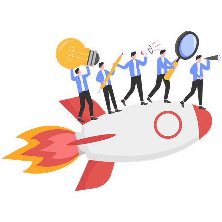 Business team launching new product  Illustration