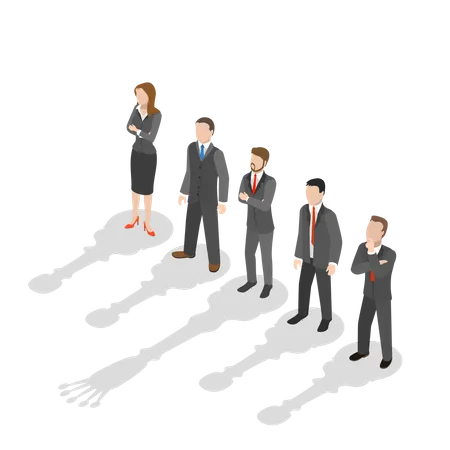 Isometric Flat Vector Concept Of Team Leader Leadership Successful Teamwork Illustration