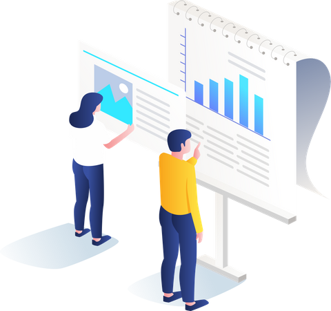 Business team looking at business analysis  Illustration