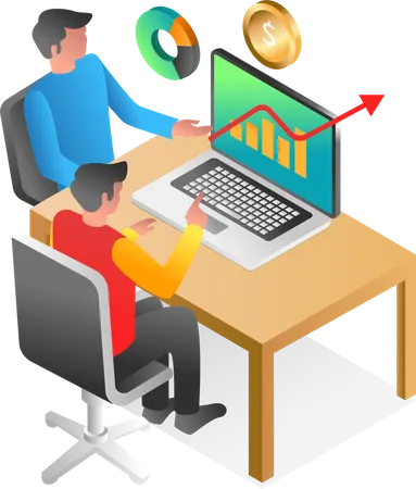 Business team looking at growth  Illustration