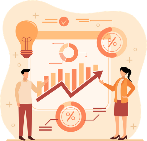 Business team looking at growth chart  Illustration