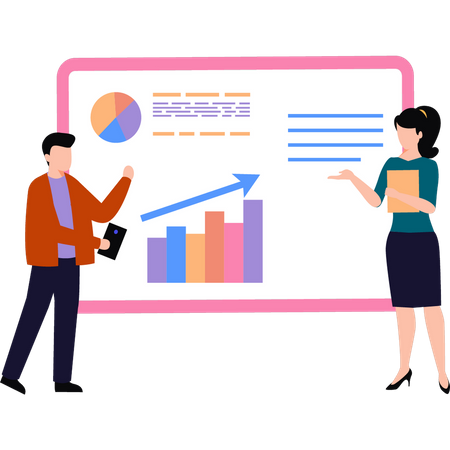 Business team looking at growth chart  Illustration