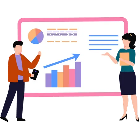 Business team looking at growth chart  Illustration