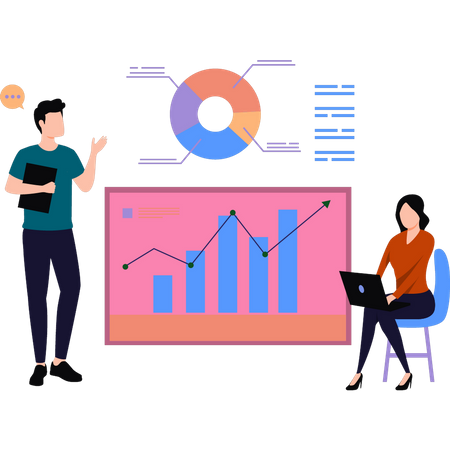 Business team looking at profit graph  Illustration