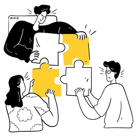 Geschäftsteam beim Vervollständigen von Puzzles  Illustration