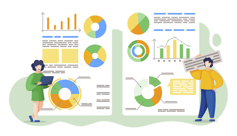 Business team making data presentation  Illustration