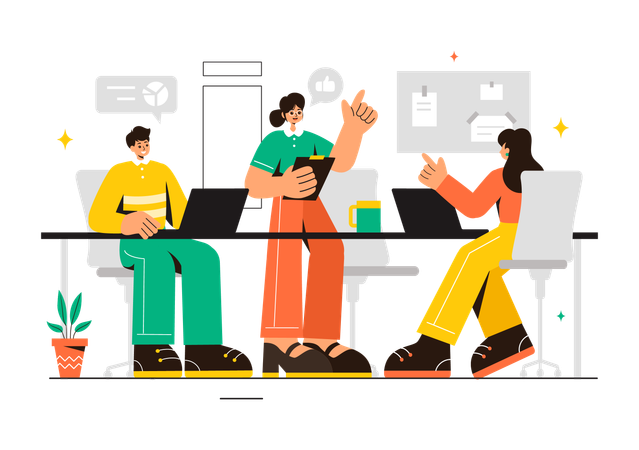 Business team making business plan  Illustration