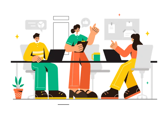 Business team making business plan  Illustration