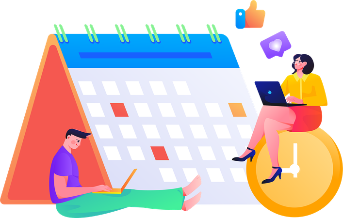 Business team making business schedule  Illustration