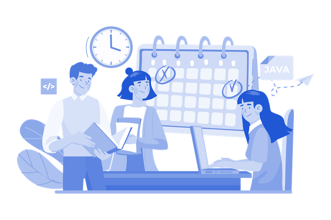 Business Team Managing Task Schedule  Illustration