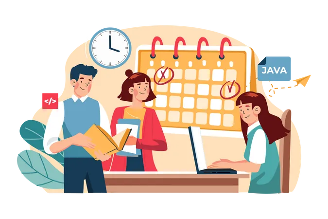 Business Team Managing Task Schedule  Illustration