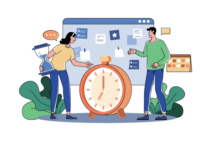 Business Team Managing Task Schedule Illustration
