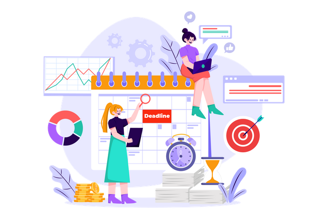 Business team managing task schedule  Illustration