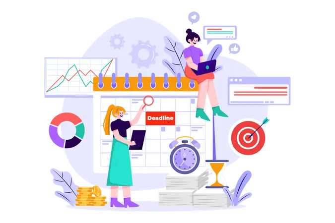 Business team managing task schedule  Illustration