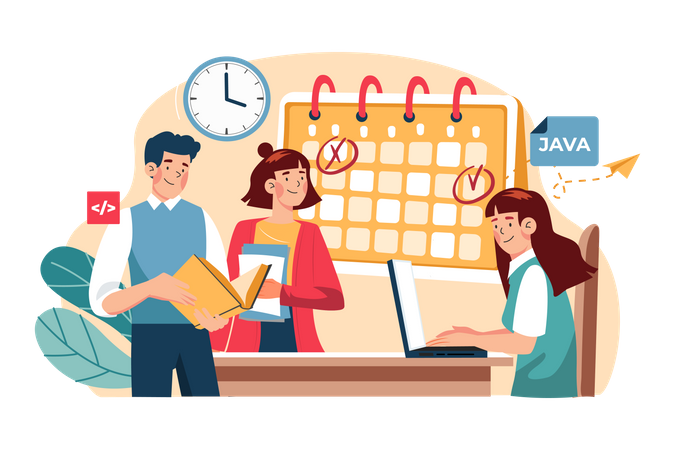 Business Team Managing Task Schedule  Illustration