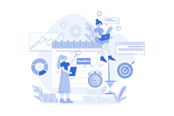 Business Team Managing Task Schedule  Illustration