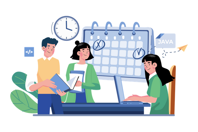 Business Team Managing Task Schedule  Illustration