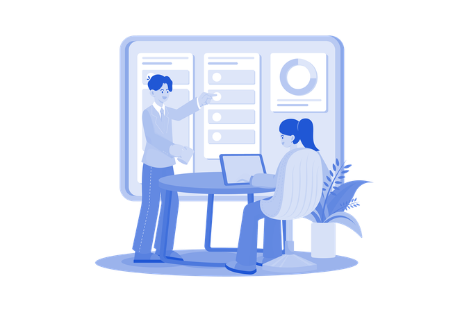 Business Team Managing Task Schedule  Illustration