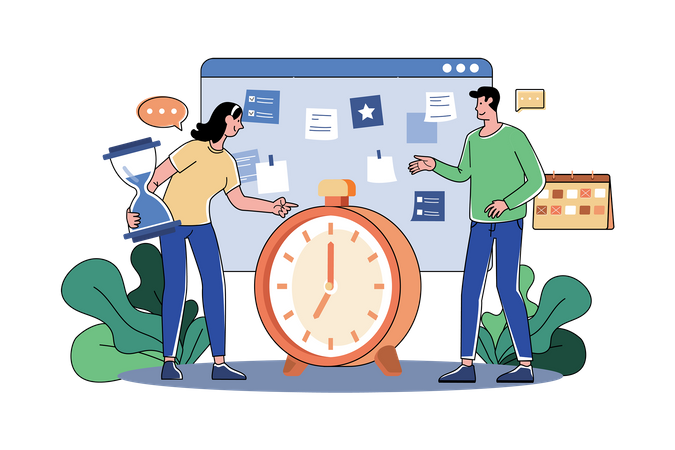 Business Team Managing Task Schedule  Illustration