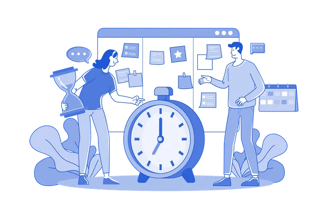 Business Team Managing Task Schedule  Illustration