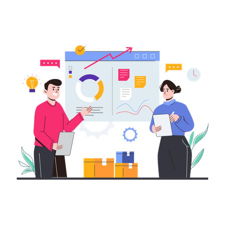 Business team managing task schedule  イラスト