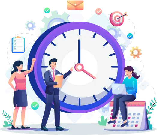 Business team managing time  Illustration