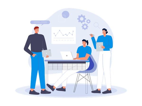 Besprechung des Geschäftsteams zum Thema Statistiken  Illustration