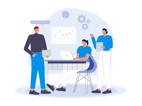 Besprechung des Geschäftsteams zum Thema Statistiken  Illustration