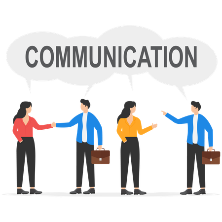 Business team members are communicating with each other  Illustration