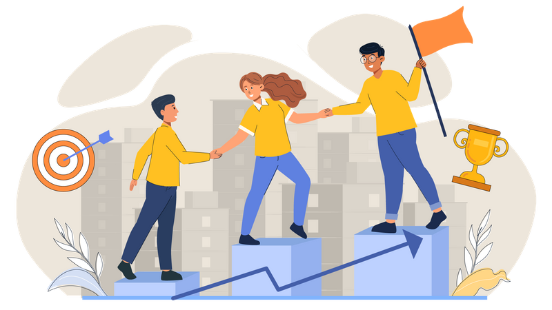 Business team moving forward together towards success  Illustration